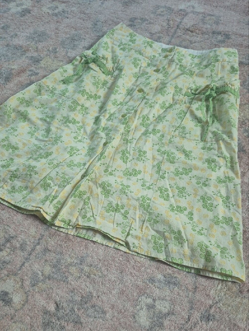 Cato Girls Light Green and Yellow Floral Skirt